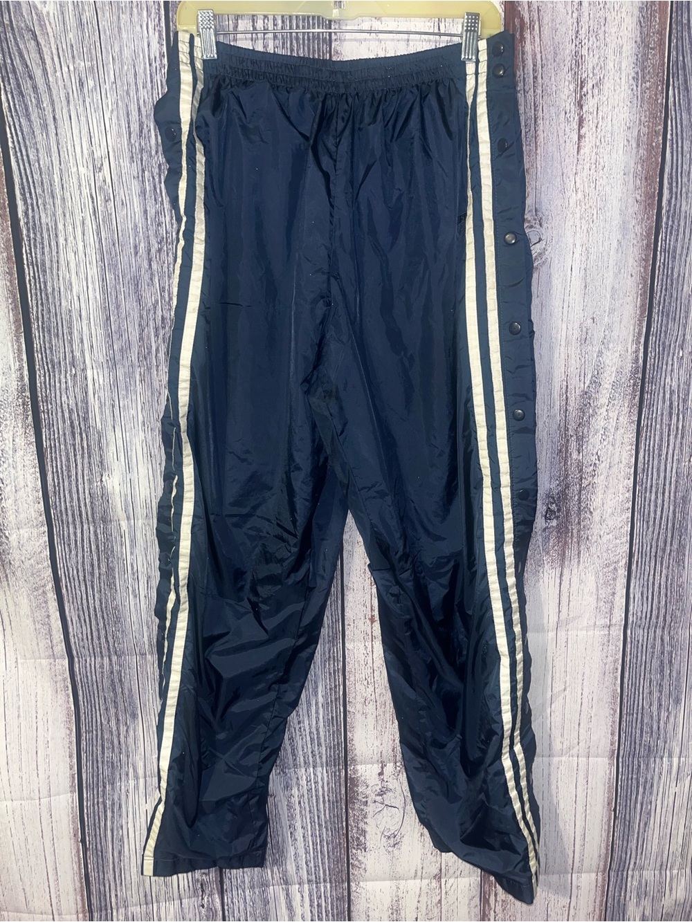 Vintage USA Navy Blue Olympic Snap-Side Tear-Away Track Pants Large JCPenney Men